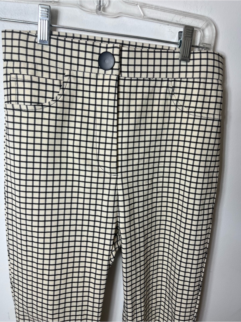 Zara Black & White Grid Check High-Rise Pants - Picture 3 of 7
